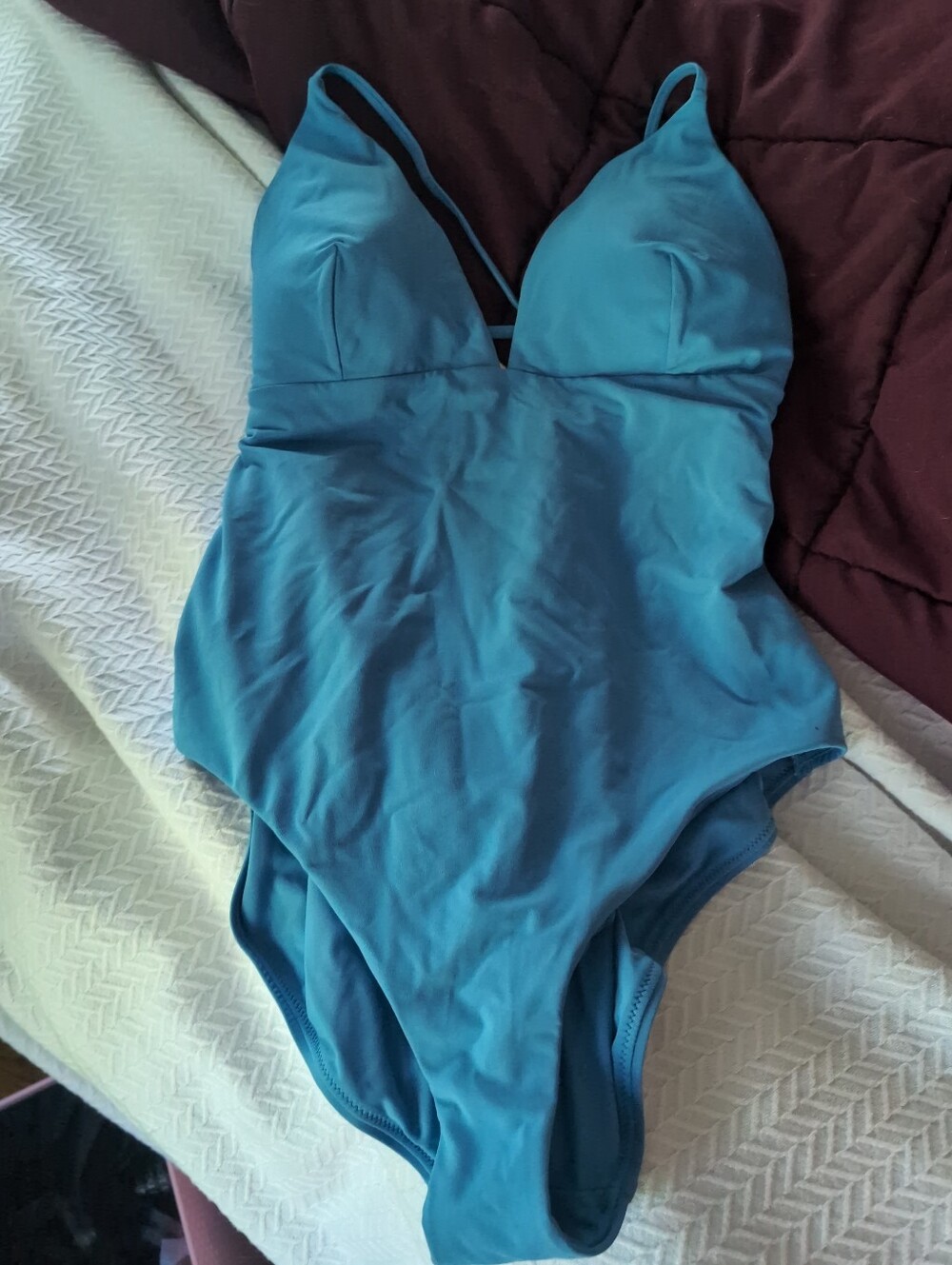 Calia Tummy Control 12 NWT Strappy Back One Piece Swim Suit Blue Large New